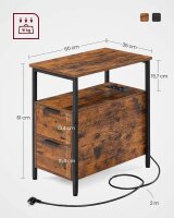 VASAGLE Beistelltisch rechteckig Spanplatte braun 35,0 x 60,0 x 61,0 cm, 1 St.