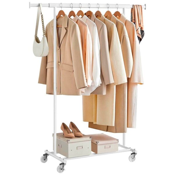 SONGMICS Rollgarderobe weiß Metall 92,0 - 132,0 x 160,0 cm, 1 St.