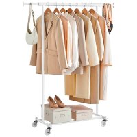 SONGMICS Rollgarderobe weiß Metall 92,0 - 132,0 x...