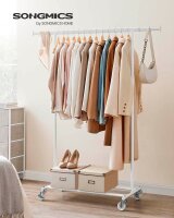 SONGMICS Rollgarderobe weiß Metall 92,0 - 132,0 x 160,0 cm, 1 St.