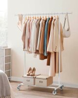 SONGMICS Rollgarderobe weiß Metall 92,0 - 132,0 x 160,0 cm, 1 St.