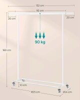 SONGMICS Rollgarderobe weiß Metall 92,0 - 132,0 x 160,0 cm, 1 St.