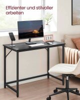 VASAGLE Schreibtisch schwarz rechteckig, 4-Fuß-Gestell schwarz 100,0 x 50,0 cm