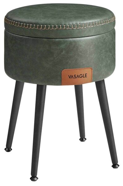 VASAGLE Wohnzimmer-Hocker mit Stauraum LOM005C01 dunkelgrün Kunstleder, 1 St.