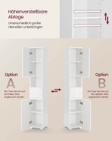 VASAGLE Badschrank weiß 30,0 x 30,0 x 170,0 cm