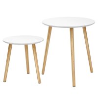 VASAGLE Beistelltische-Set rund MDF-Platte weiß, 2 St.