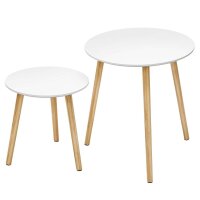 VASAGLE Beistelltische-Set rund MDF-Platte weiß, 2 St.