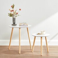 VASAGLE Beistelltische-Set rund MDF-Platte weiß, 2 St.