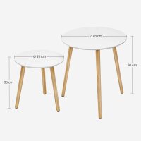 VASAGLE Beistelltische-Set rund MDF-Platte weiß, 2 St.