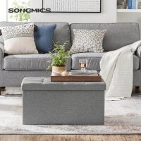 SONGMICS Sitztruhe LSF47G helllgrau Stoff 76,0 cm
