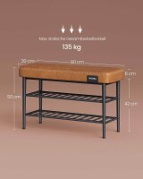 VASAGLE Sitzbank LSB054K01 karamellbraun Kunstleder 80,0 cm