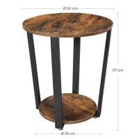 VASAGLE Beistelltisch rund Spanplatte braun 50,0 x 50,0 x 57,0 cm, 1 St.