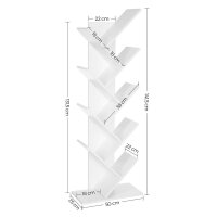 VASAGLE Bücherregal weiß 50,0 x 25,0 x 141,5 cm, 1 St.