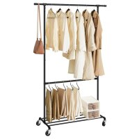 SONGMICS Rollgarderobe schwarz Metall 100,0 x 198,0 cm, 1...