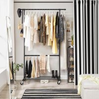 SONGMICS Rollgarderobe schwarz Metall 100,0 x 198,0 cm, 1 St.