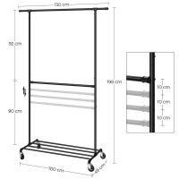 SONGMICS Rollgarderobe schwarz Metall 100,0 x 198,0 cm, 1 St.