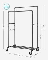 SONGMICS Rollgarderobe HSR60BV1 schwarz Metall 100,0 x 142,0/162,0 cm, 1 St.