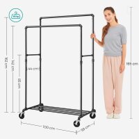 SONGMICS Rollgarderobe HSR60BV1 schwarz Metall 100,0 x 142,0/162,0 cm, 1 St.