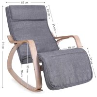 SONGMICS Schaukelstuhl grau natur Stoff 67,0 x 115,0 x 91,0 cm, 1 St.