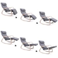 SONGMICS Schaukelstuhl grau natur Stoff 67,0 x 115,0 x 91,0 cm, 1 St.