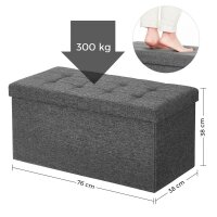 SONGMICS Sitztruhe LSF46GYZ dunkelgrau Stoff 76,0 cm