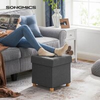 SONGMICS Wohnzimmer-Hocker mit Stauraum LSF14GYZ dunkelgrau, 1 St.