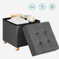 SONGMICS Wohnzimmer-Hocker mit Stauraum LSF14GYZ dunkelgrau, 1 St.