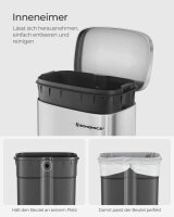 SONGMICS Mülleimer 30,0 l silber, 1 St.