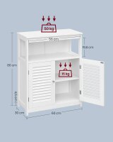 VASAGLE Badschrank BBC40WT weiß 60,0 x 30,0 x 80,0 cm