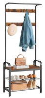 VASAGLE Garderobenbank mit Haken und Schuhrost HSR40B...