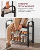 VASAGLE Garderobenbank mit Haken und Schuhrost HSR40B braun Holz 72,0 cm