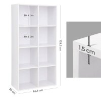 VASAGLE Bücherregal weiß 65,5 x 30,0 x 129,5 cm, 1 St.