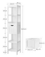 VASAGLE Badschrank BBC66WT weiß 30,0 x 30,0 x 141,5 cm