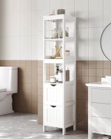 VASAGLE Badschrank BBC66WT weiß 30,0 x 30,0 x 141,5 cm