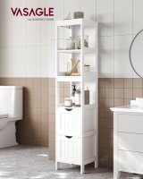 VASAGLE Badschrank BBC66WT weiß 30,0 x 30,0 x 141,5 cm