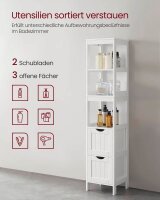 VASAGLE Badschrank BBC66WT weiß 30,0 x 30,0 x 141,5 cm