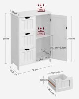 VASAGLE Badschrank BBC49WT weiß 60,0 x 30,0 x 81,0 cm