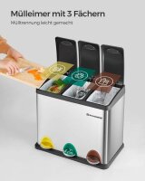 SONGMICS Mülltrenner 3x 8,0 l edelstahl, 1 St.