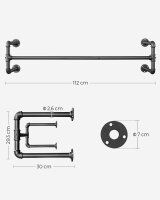 SONGMICS Wandgarderobe HSR64BK schwarz Metall 112,0 x 29,3 cm, 1 St.