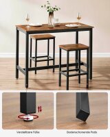 VASAGLE Bartisch-Set, schwarz Holz, Metall, 3-teilig