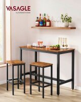 VASAGLE Bartisch-Set, schwarz Holz, Metall, 3-teilig