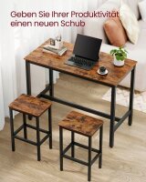 VASAGLE Bartisch-Set, schwarz Holz, Metall, 3-teilig