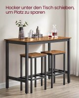 VASAGLE Bartisch-Set, schwarz Holz, Metall, 3-teilig