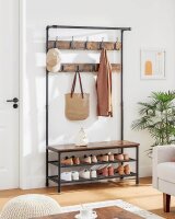 VASAGLE Garderobenbank mit Haken und Schuhrost HSR47BX braun Holz 100,0 cm