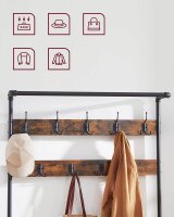 VASAGLE Garderobenbank mit Haken und Schuhrost HSR47BX braun Holz 100,0 cm