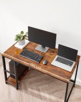 VASAGLE Schreibtisch braun rechteckig, 4-Fuß-Gestell schwarz 120,0 x 60,0 cm