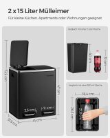 SONGMICS Mülltrenner 2x 15,0 l schwarz, 1 St.