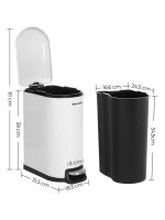 SONGMICS Mülleimer 10,0 l weiß, 1 St.