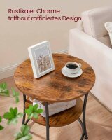VASAGLE Beistelltisch rund Spanplatte braun 55,0 x 55,0 x 55,0 cm, 1 St.