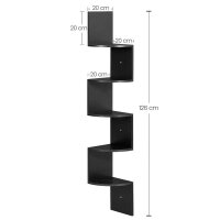 VASAGLE Eckregal schwarz 20,0 x 20,0 x 126,0 cm, 1 St.